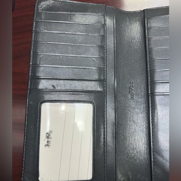 Pre-owned Authentic COACH Wallet Women’s Black Gold Large - Picture 3 of 7